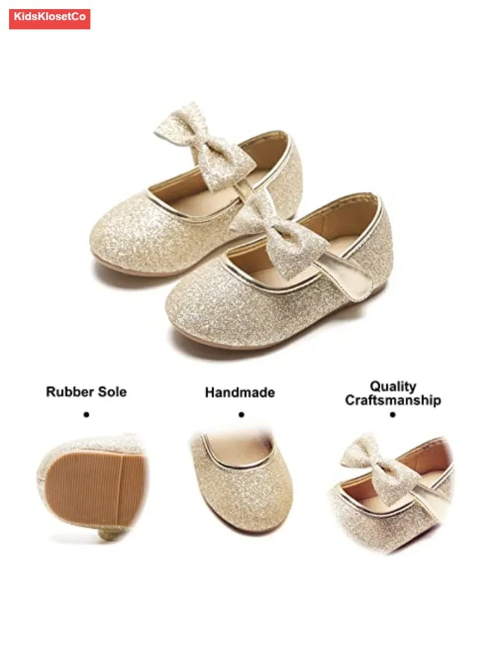 Toddler Girls Mary Jane Flats - Hook & Loop, Cushioned Insole, Non-Slip Sole
